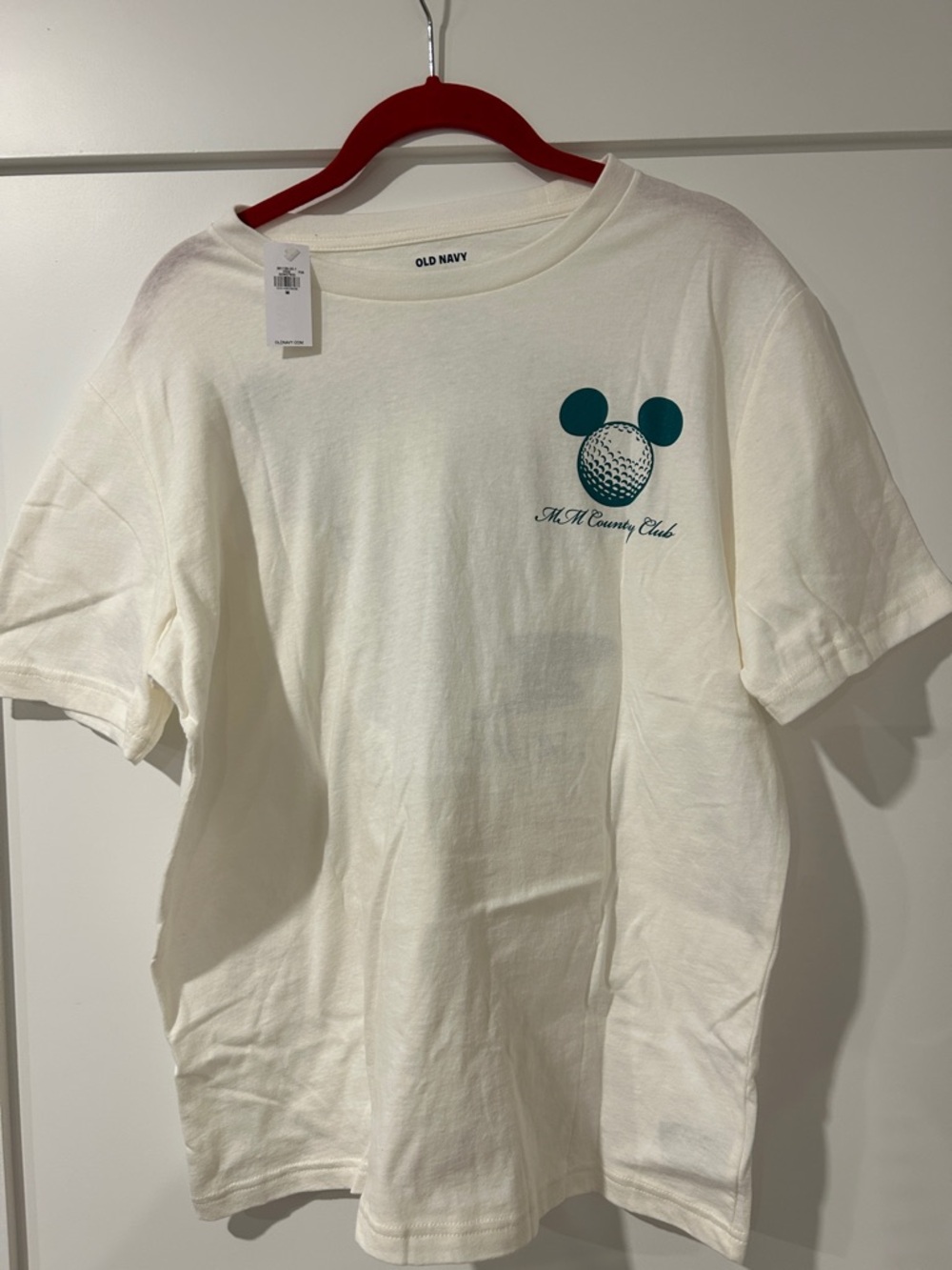 NWT Men’s medium Old Navy Cream Short-Sleeve Tee with Teal golf Graphic